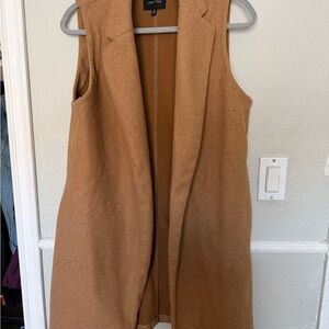 Love Tree Camel Sleeveless Longline Open Vest